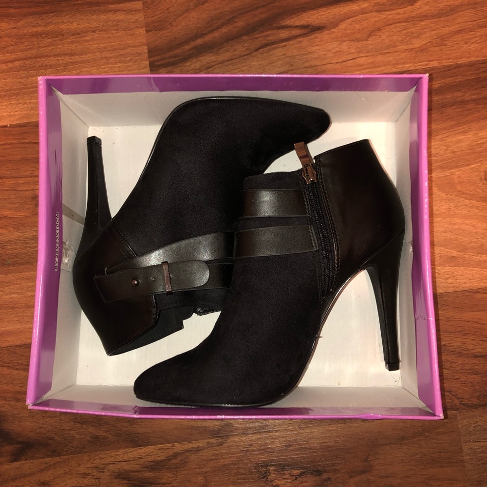 Black high heeled ankle boots!